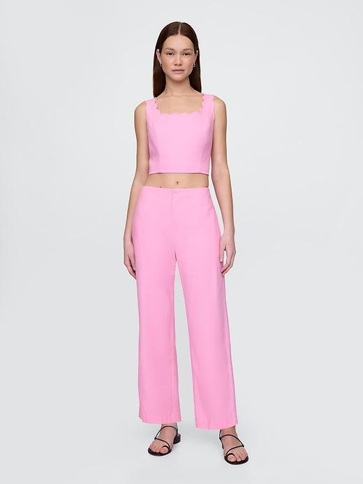 Linen-Blend Relaxed Straight Ankle Pants Product Image
