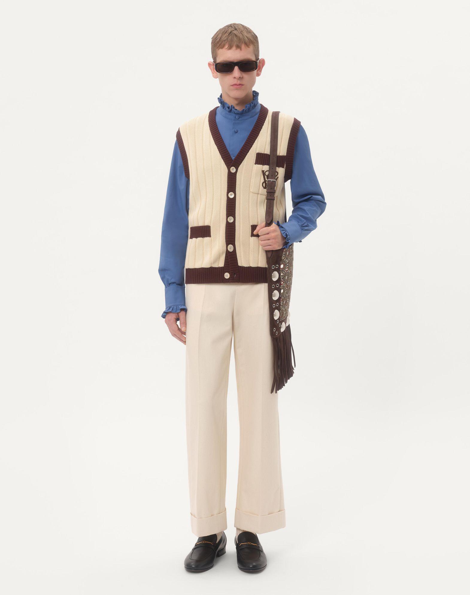 Cotton Poplin Shirt With Plastron And Ruffles Product Image