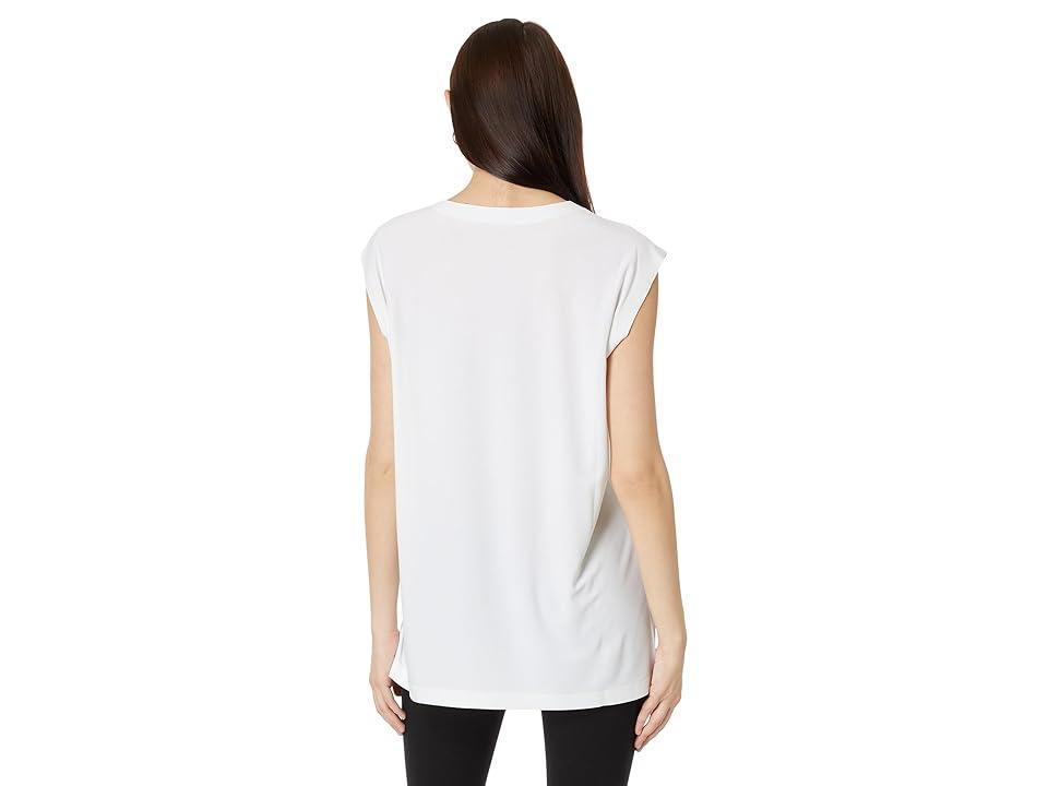 Norma Kamali SLEEVELESS BOYFRIEND CREWNECK TOP (Snow ) Women's Clothing Product Image
