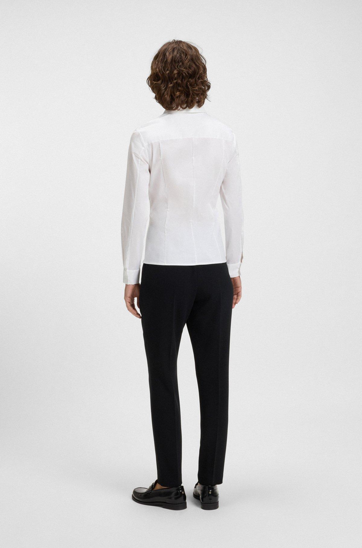 BOSS - Slim-fit blouse in a stretch cotton - White Product Image