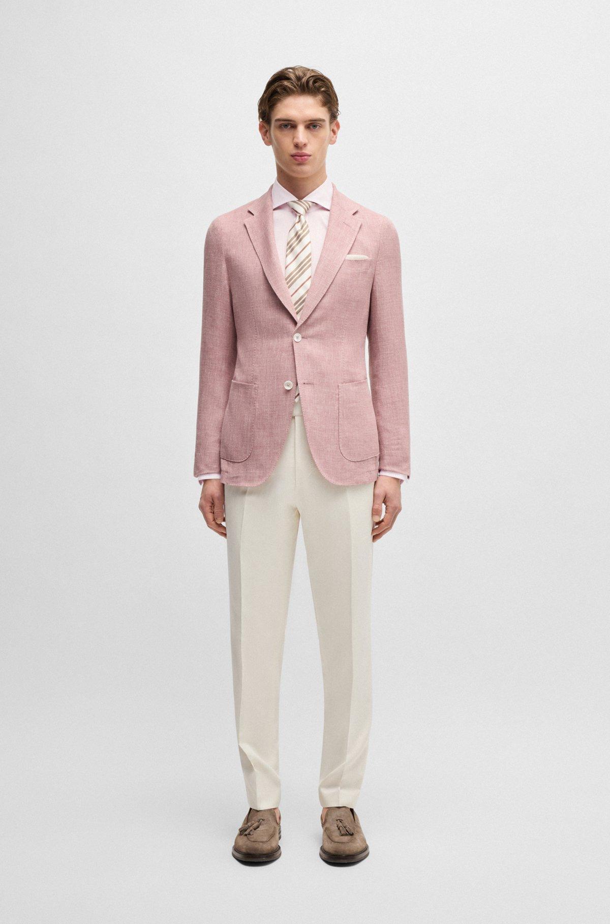 BOSS - Slim-fit shirt in Italian-made cotton - Dark pink Product Image