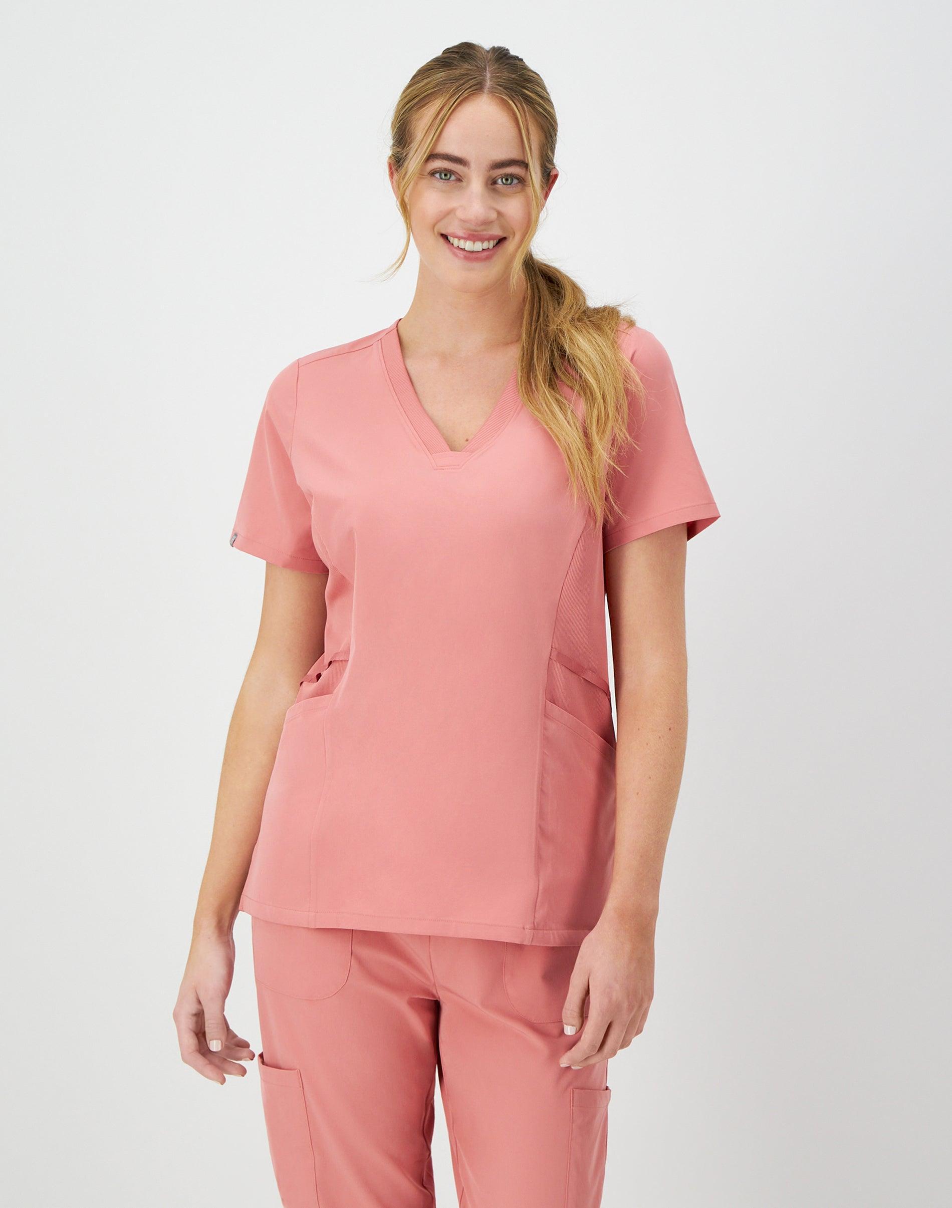 Hanes Comfort Fit Scrubs Womens Scrub Top Rose Ranch Pink L Product Image
