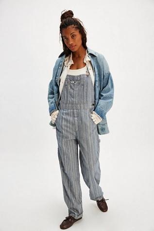 Wrangler Stripe Straight-Leg Bib Overalls Product Image