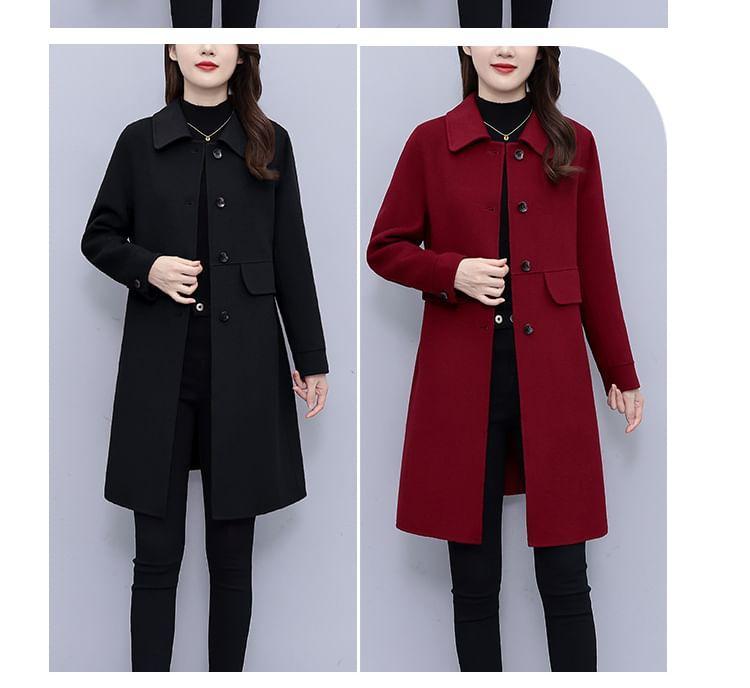 Collared Plain Button Coat Product Image