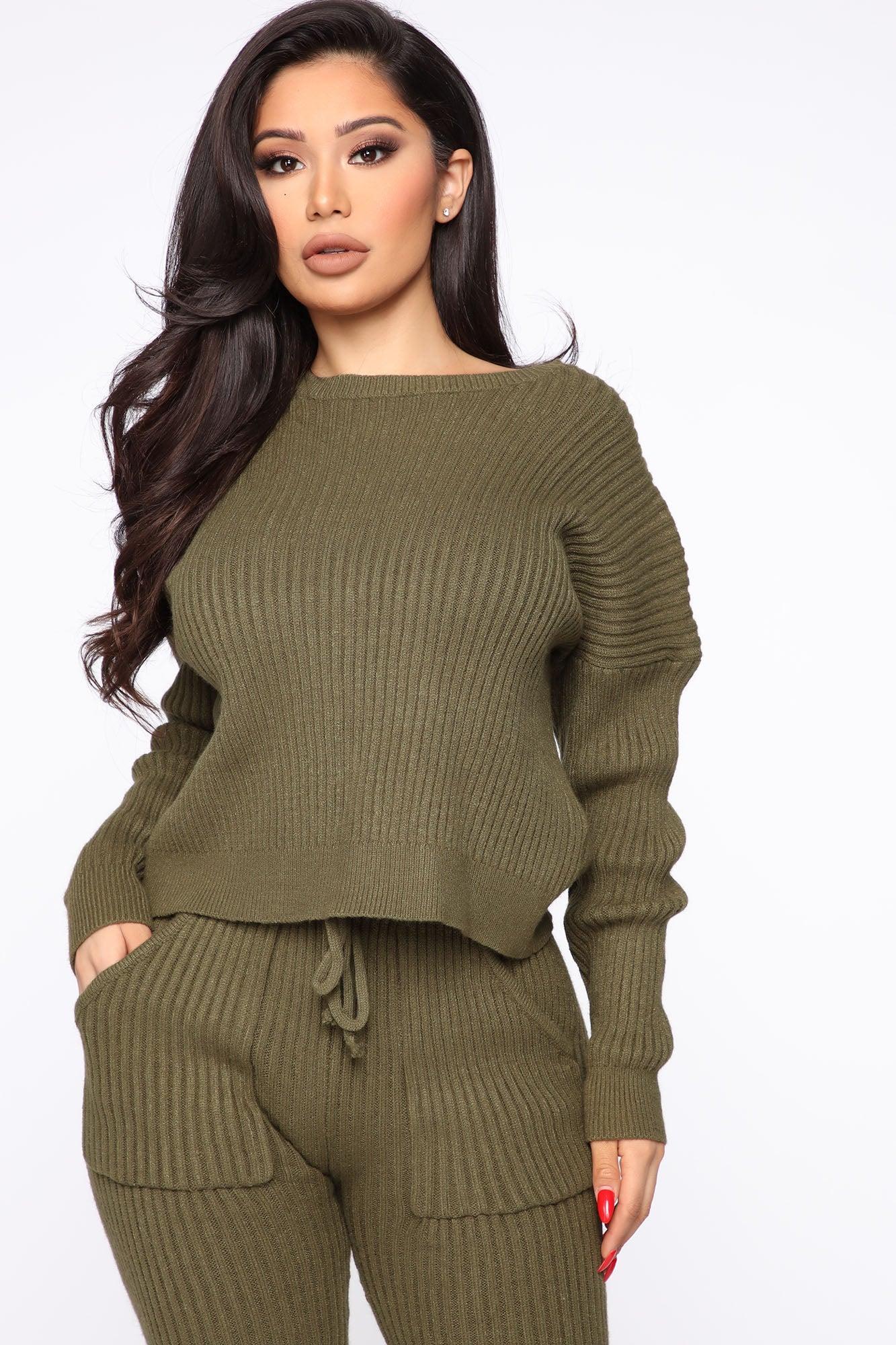 Cozy Nights Pant Set - Olive Female Product Image