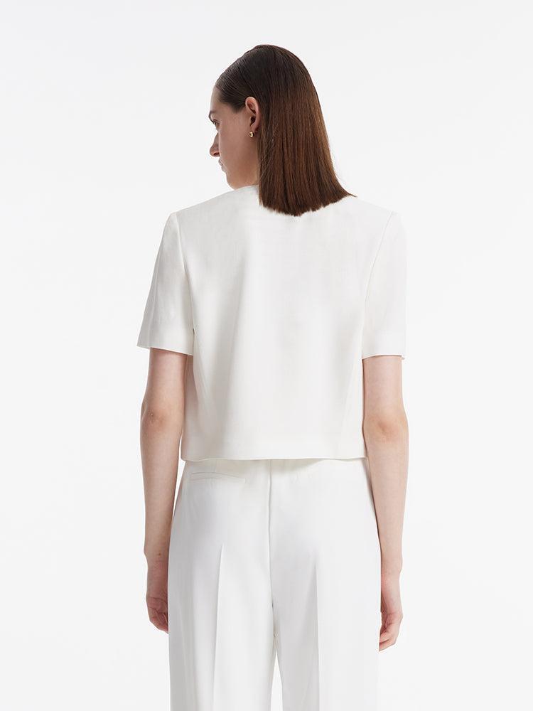 Acetate Single-Breasted Women Crop Blazer Product Image