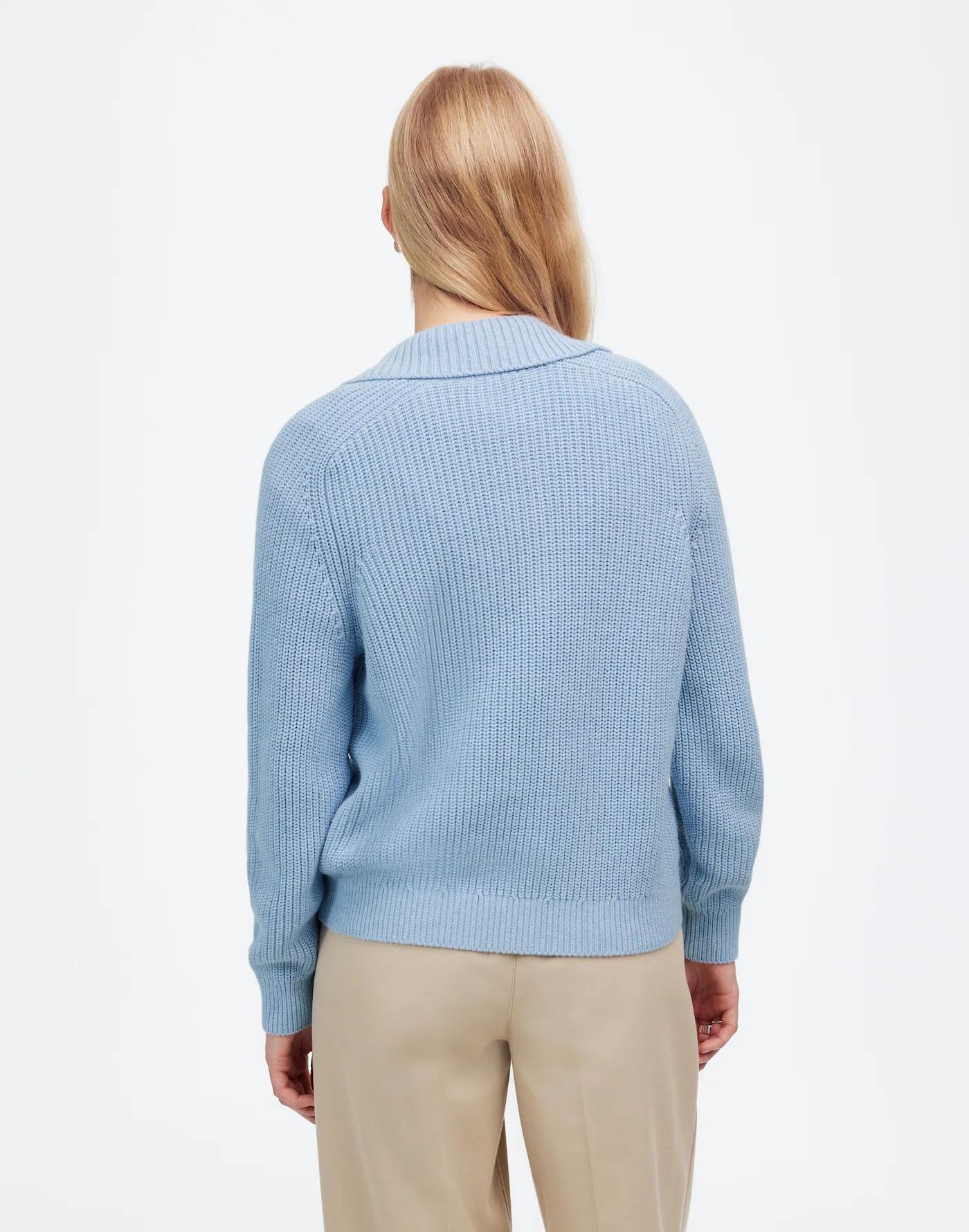 Shaker-Stitch Johnny Collar Sweater Product Image
