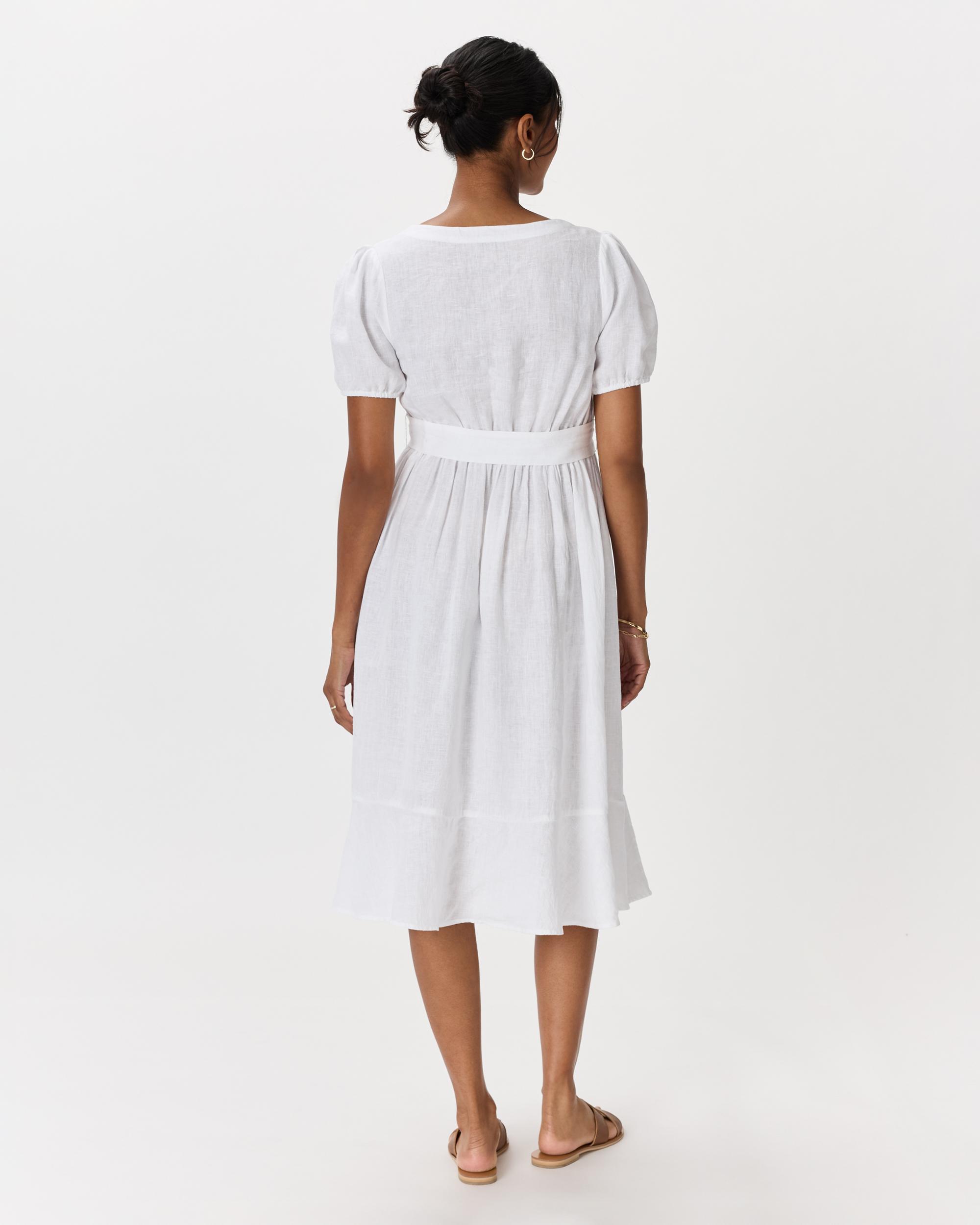 Quince | Women's 100% European Linen Maternity Short Sleeve Midi Dress Tencel Product Image