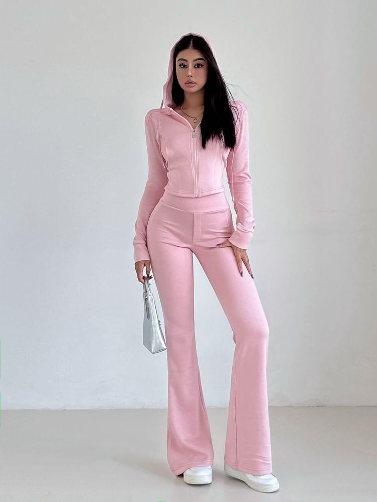 High Waist Plain Flared Sweatpants Product Image
