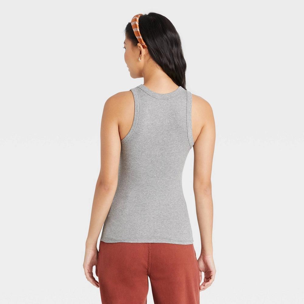 Women's Slim Fit Ribbed 3pk Bundle Tank Top - A New Day™ Black/White/Gray L: Cotton Modal Blend, Crew Neck, Sleeveless Product Image