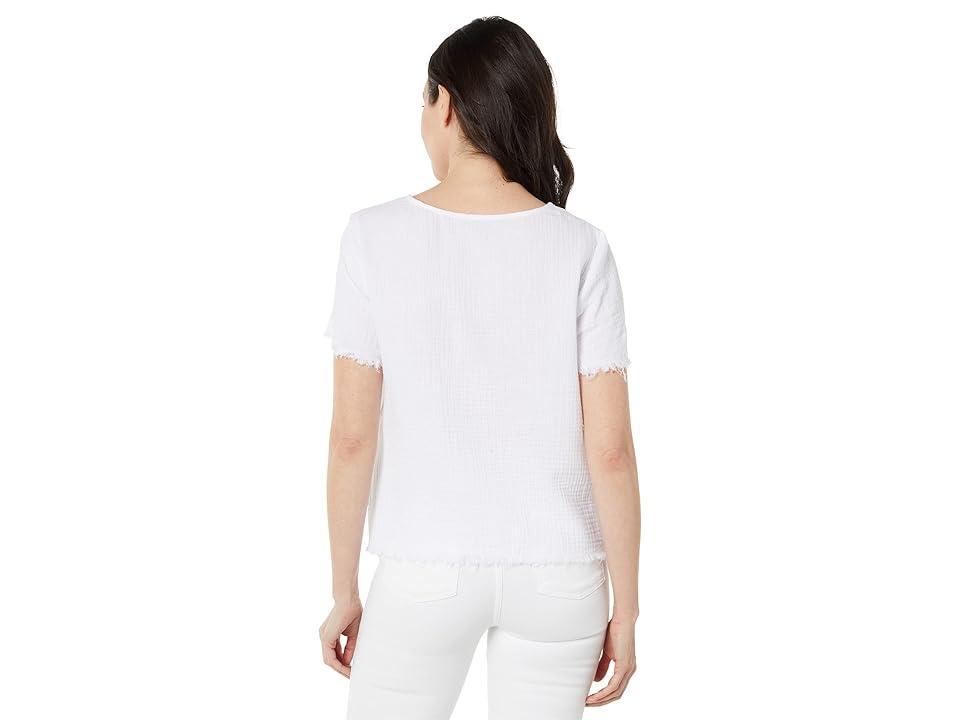 Vince Camuto Frayed Hem Woven Tee (Ultra ) Women's Clothing Product Image