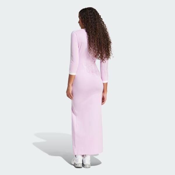 adidas Adicolor Classics 3-Stripes Maxi Dress Light Orchid 2XS Womens Product Image