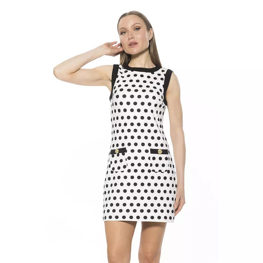Women's ALEXIA ADMOR Piper Contrast Crewneck Shift Mini Dress, Size: Medium, Ivory Product Image