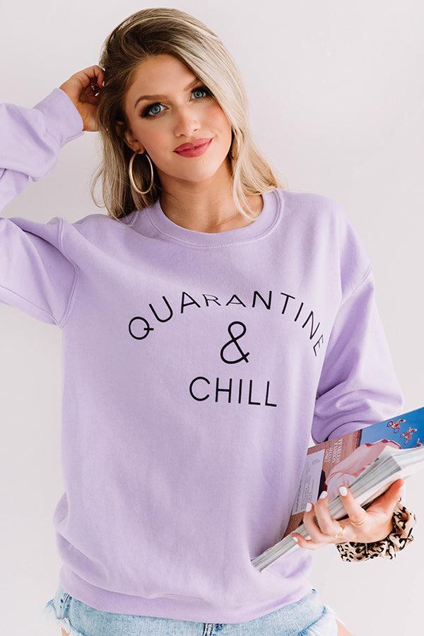 Quarantine And Chill Sweatshirt In Lavender Product Image
