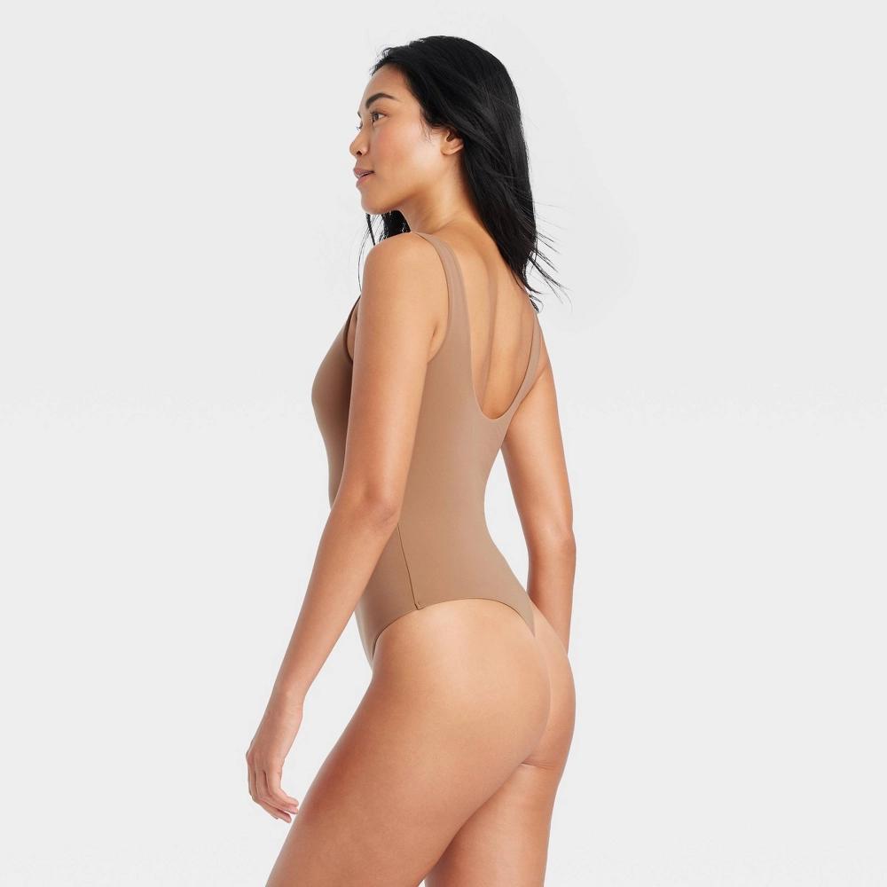 Women's 4-Way Stretch Tank Bodysuit - Auden™ Brown XL: Nylon Spandex Blend, Scoopneck, Sleeveless Product Image