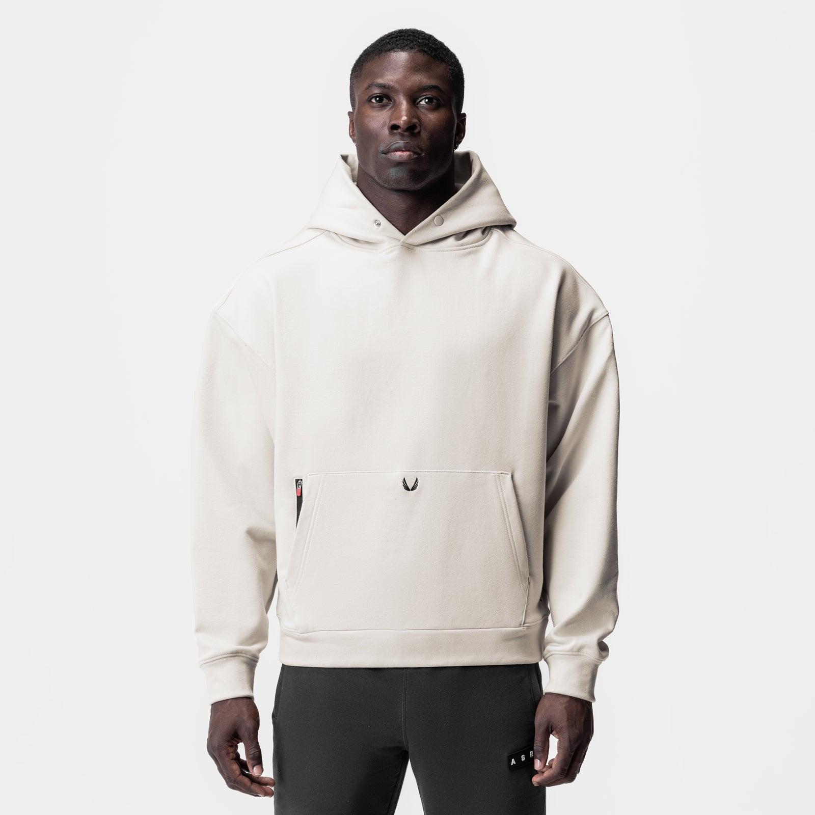 0874. Tech-Terry™ Zip Pocket Hoodie - Stone/Black "OTWR" Product Image