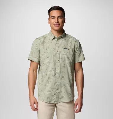 Big & Tall Columbia Utilizer Print Short Sleeve Woven Button-Down Shirt, Men's, Size: 3XL Tall, River Blue Sundot Product Image