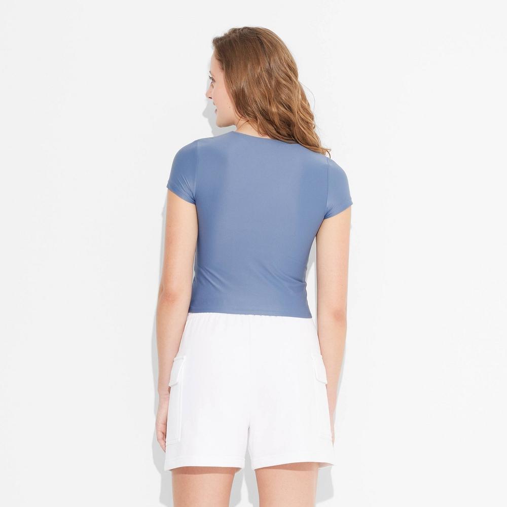 Women's Mid-Rise Cargo Sweat Shorts - Wild Fable™ White L: Relaxed Fit, French Terry, 4" Inseam Product Image