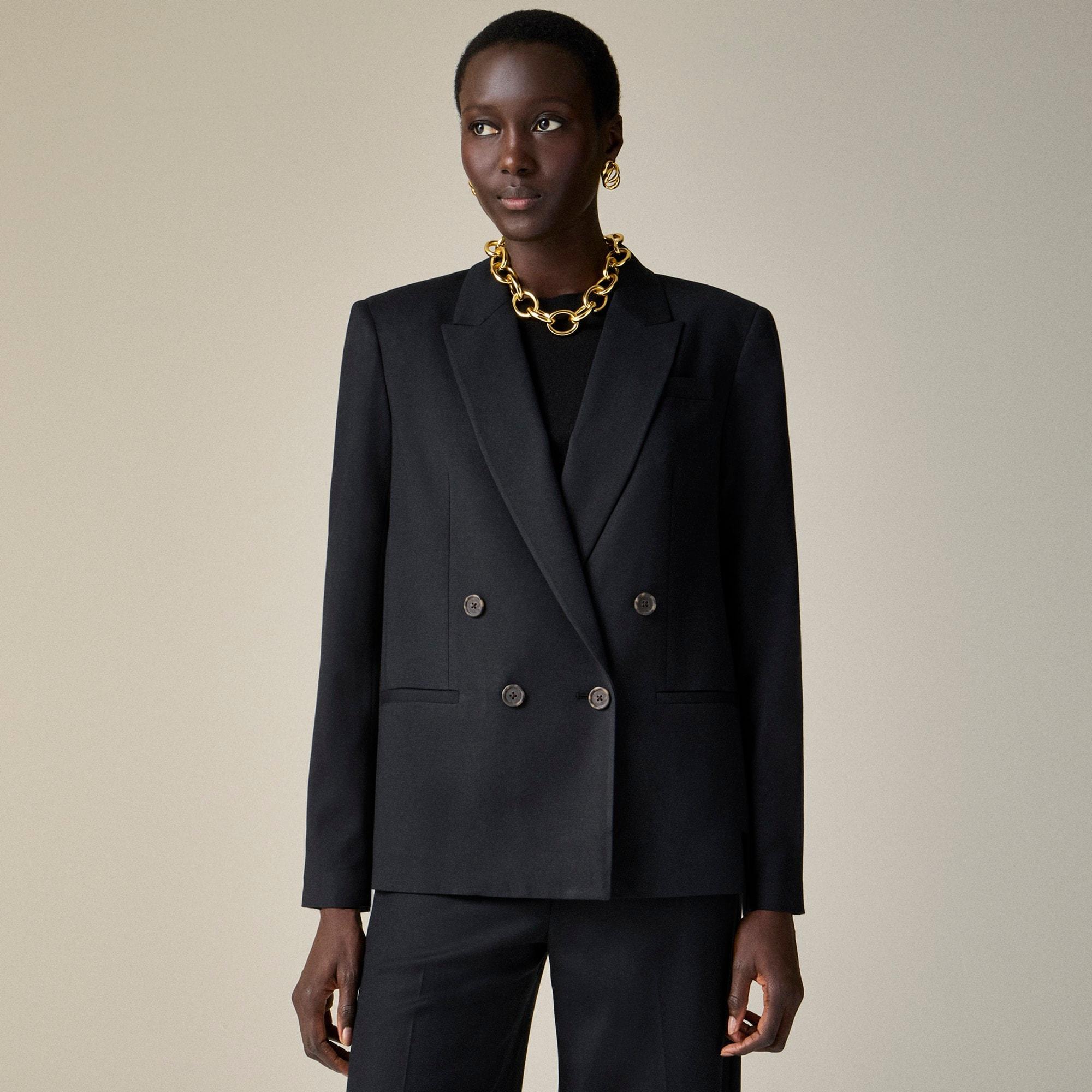 Relaxed double-breasted blazer in city twill Product Image