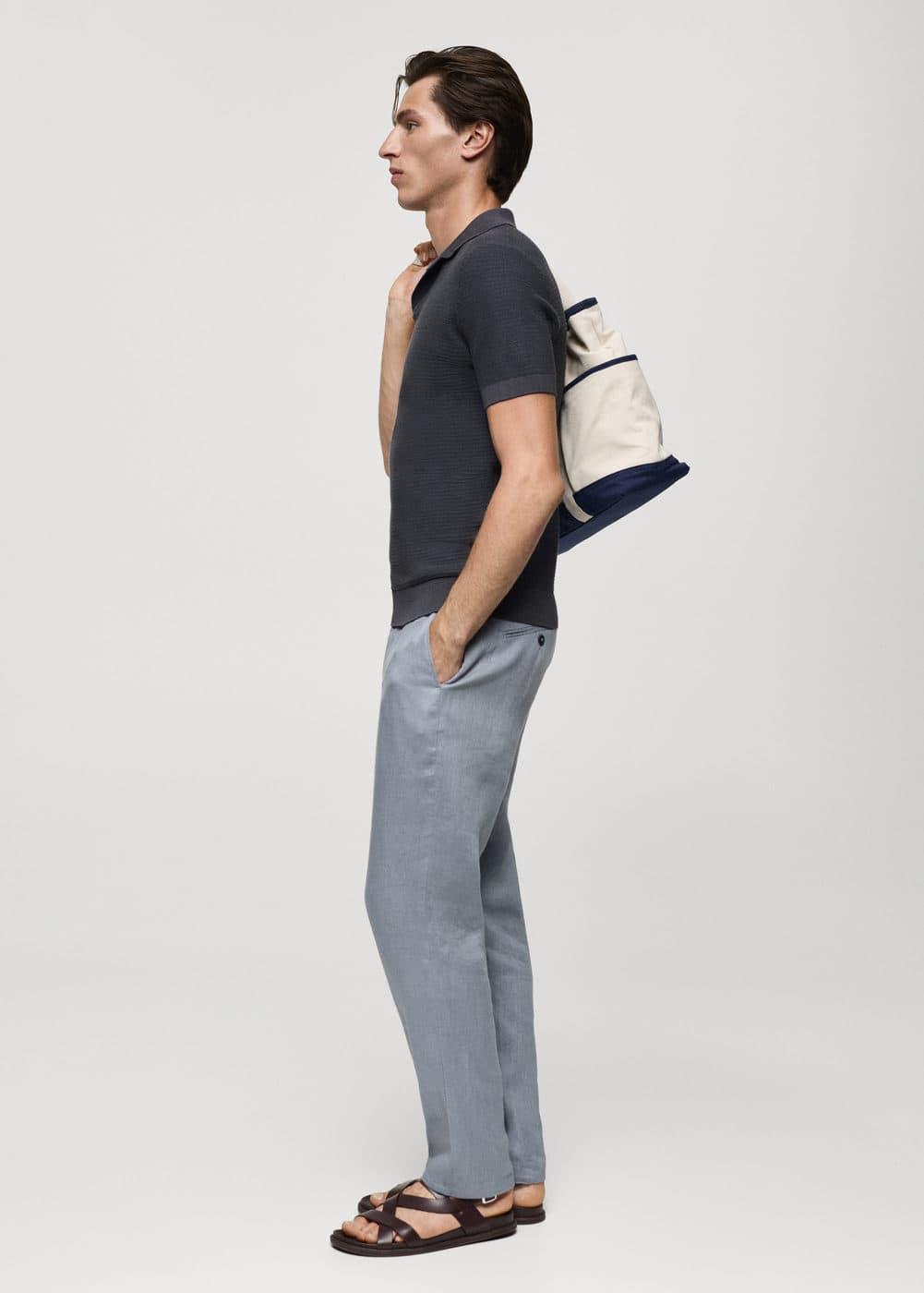 Tencel™ cotton polo shirt with braided knit - Men | MANGO USA Product Image