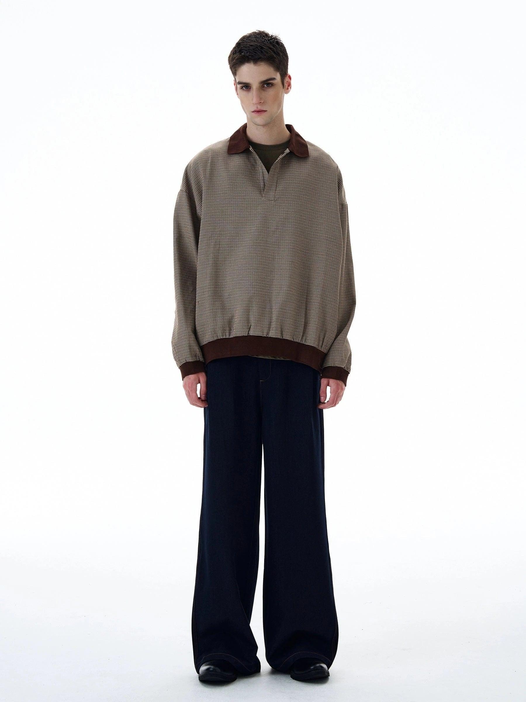 RT No. 20010 COLLAR GRID SWEATER Product Image