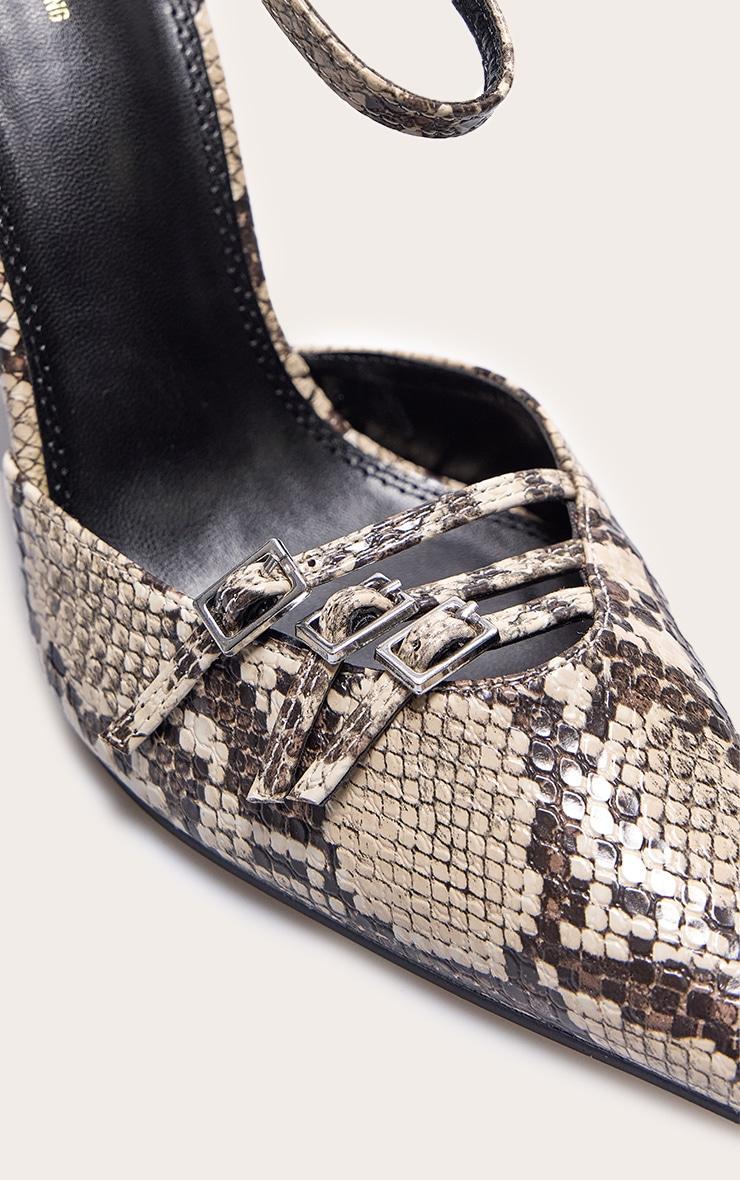 Snake Pu Point Toe Buckle Detail Court Heels Product Image