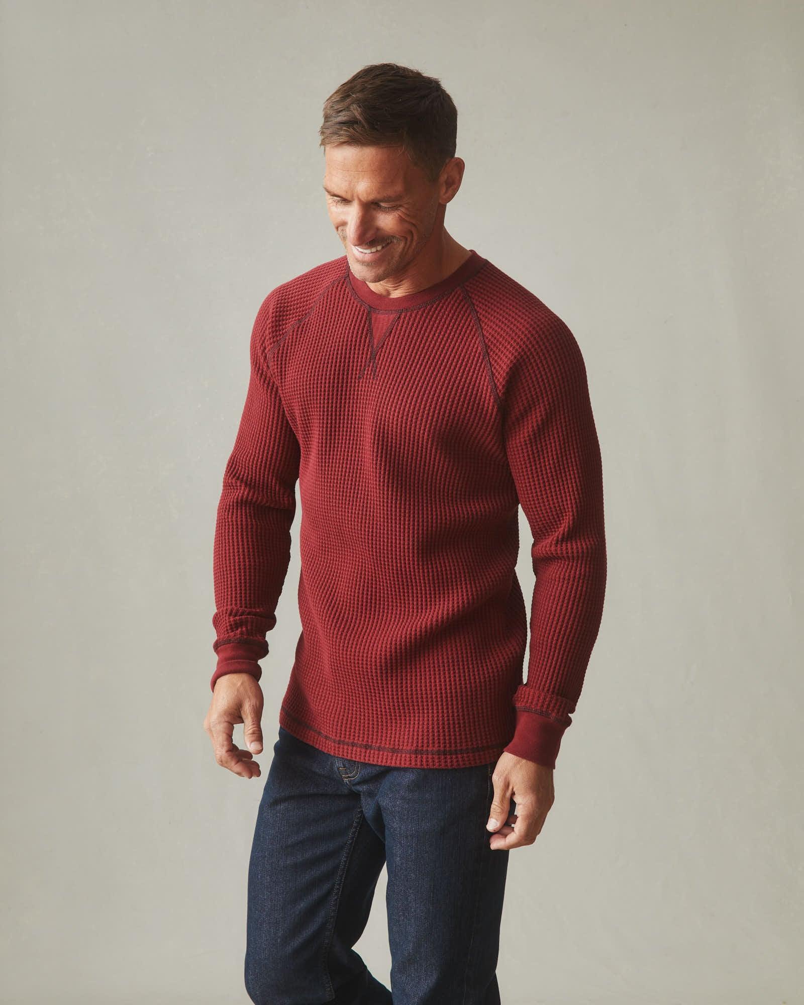Men's Waffle Crew Long Sleeve Tee - Oxblood Male Product Image
