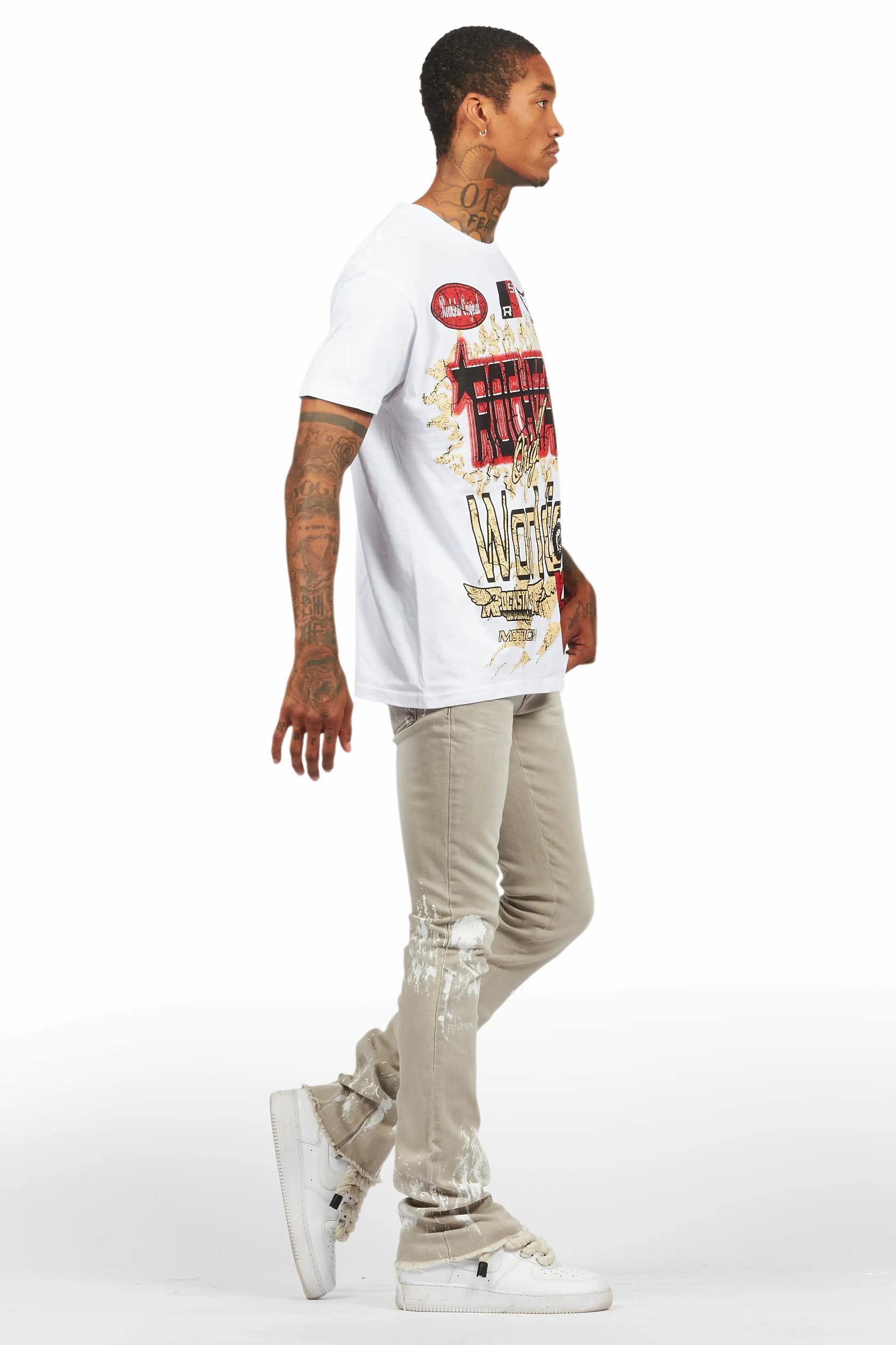 Kodak Grey/White Painter Stacked Flare Jean Male Product Image