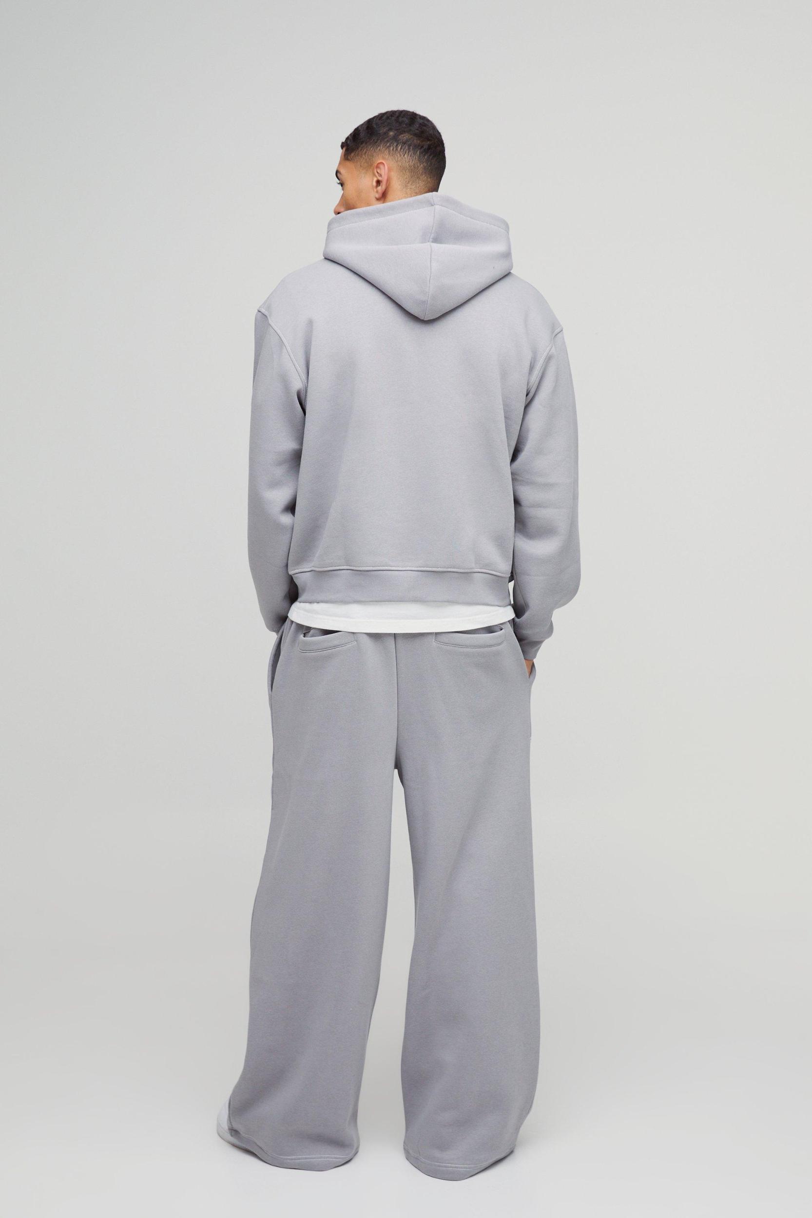 Oversized Boxy Skeleton Puff Print Contrast Stitch Zip Through Hooded Tracksuit | boohooMAN USA Product Image