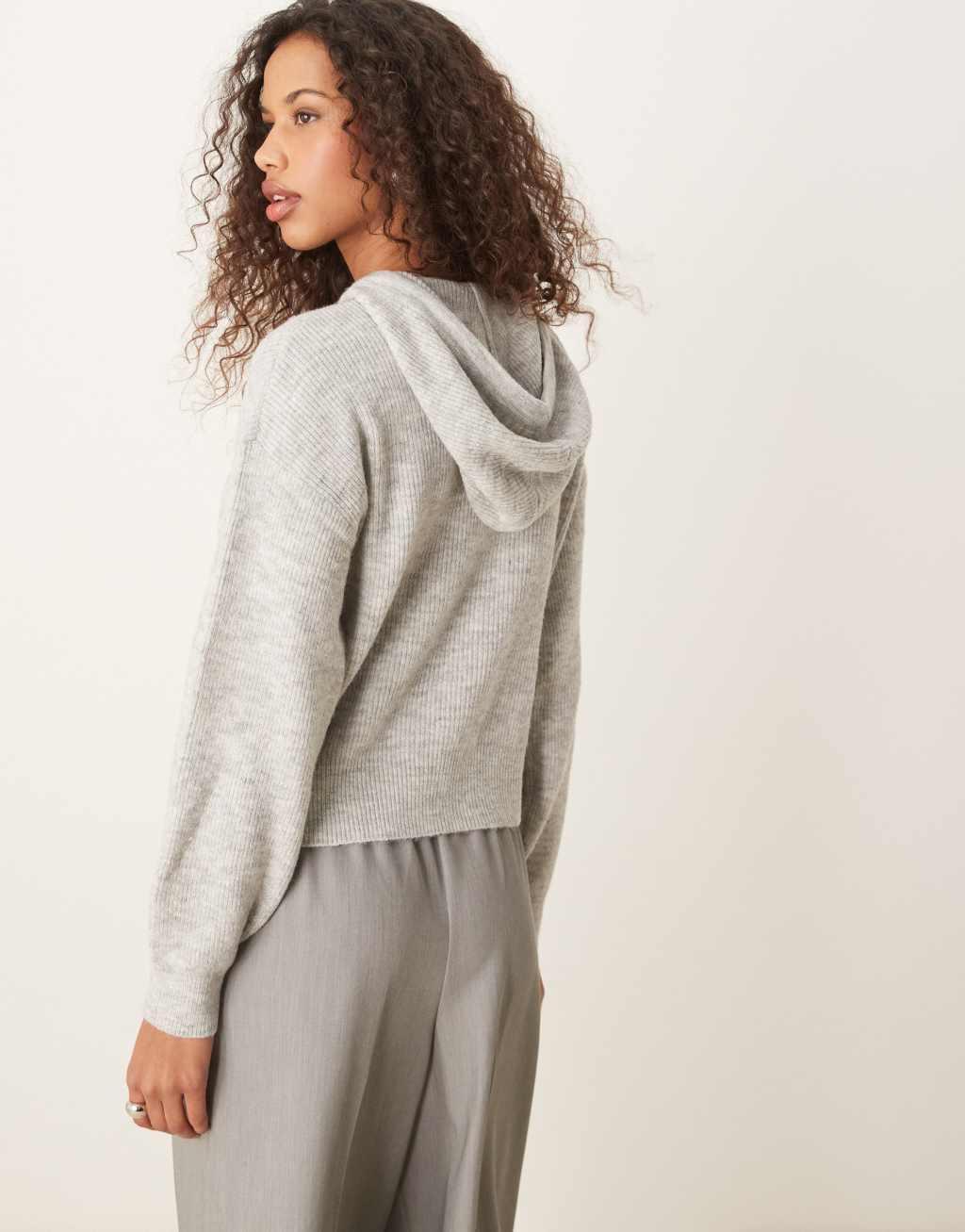 JDY knitted hoodie in gray melange  Product Image