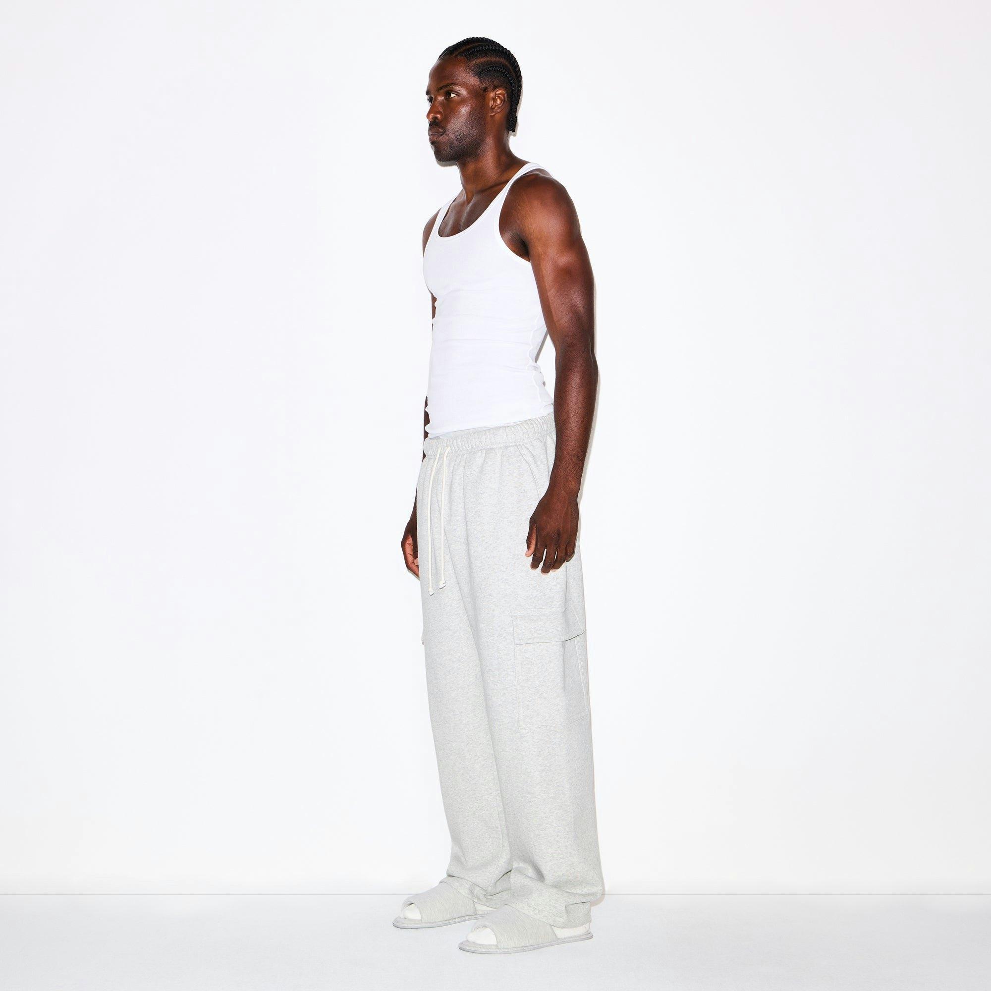 FLEECE LOUNGE MENS CARGO PANT | LIGHT HEATHER GREY Product Image