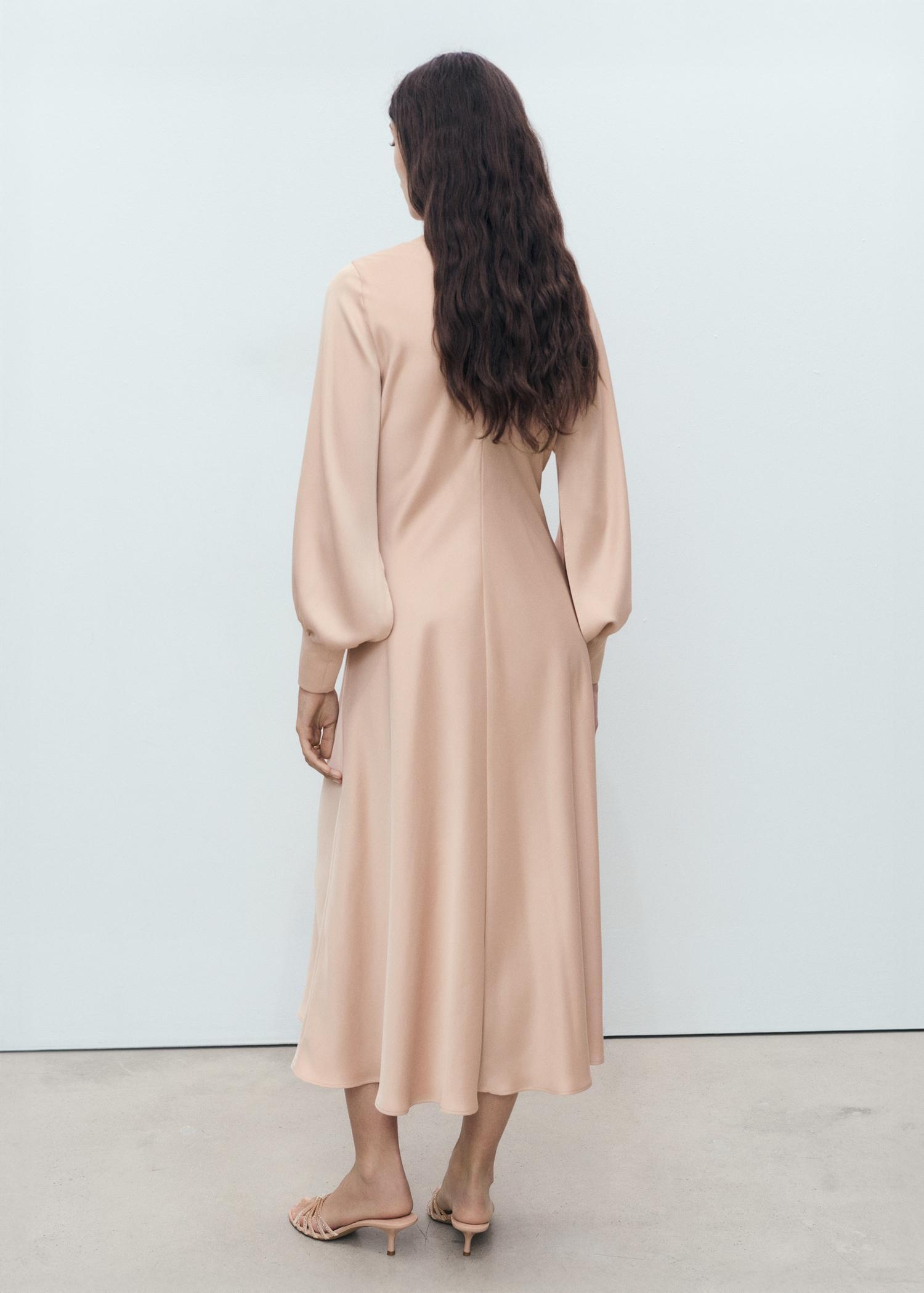 Satin dress with slit sleeves - Women | MANGO USA Product Image