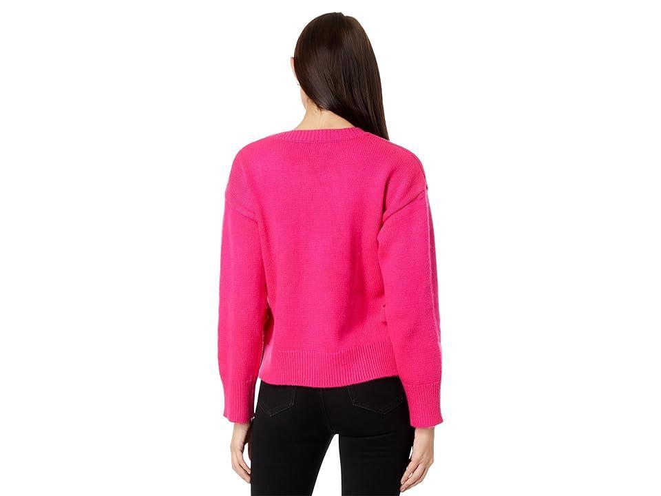 English Factory Side Tie Crew Neck Sweater (Fuchsia) Women's Clothing Product Image