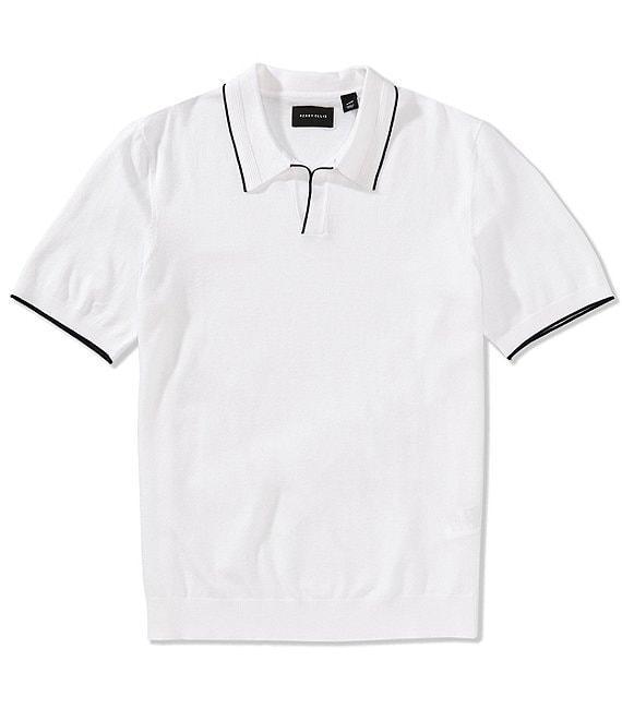 Perry Ellis Big & Tall Tipping Short Sleeve Johnny Collar Polo Shirt Product Image