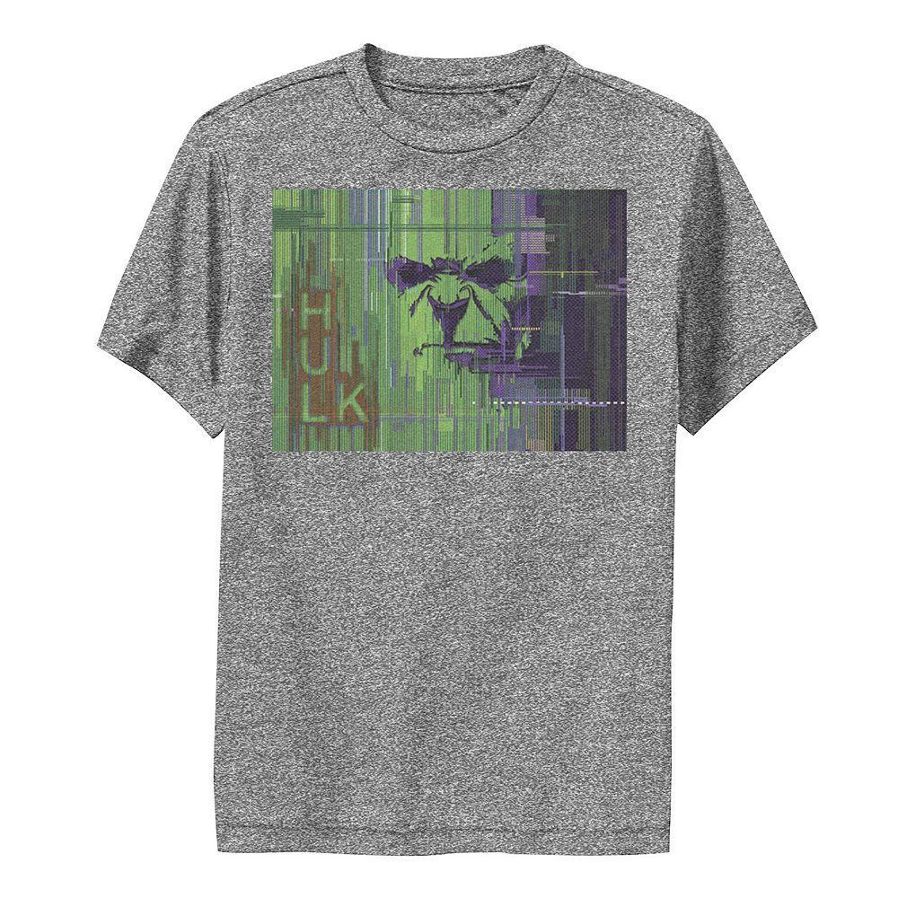 Boys 8-20 Marvel The Hulk Glitched Poster Performance Graphic Tee, Boy's, Size: Medium, Grey Heather Product Image