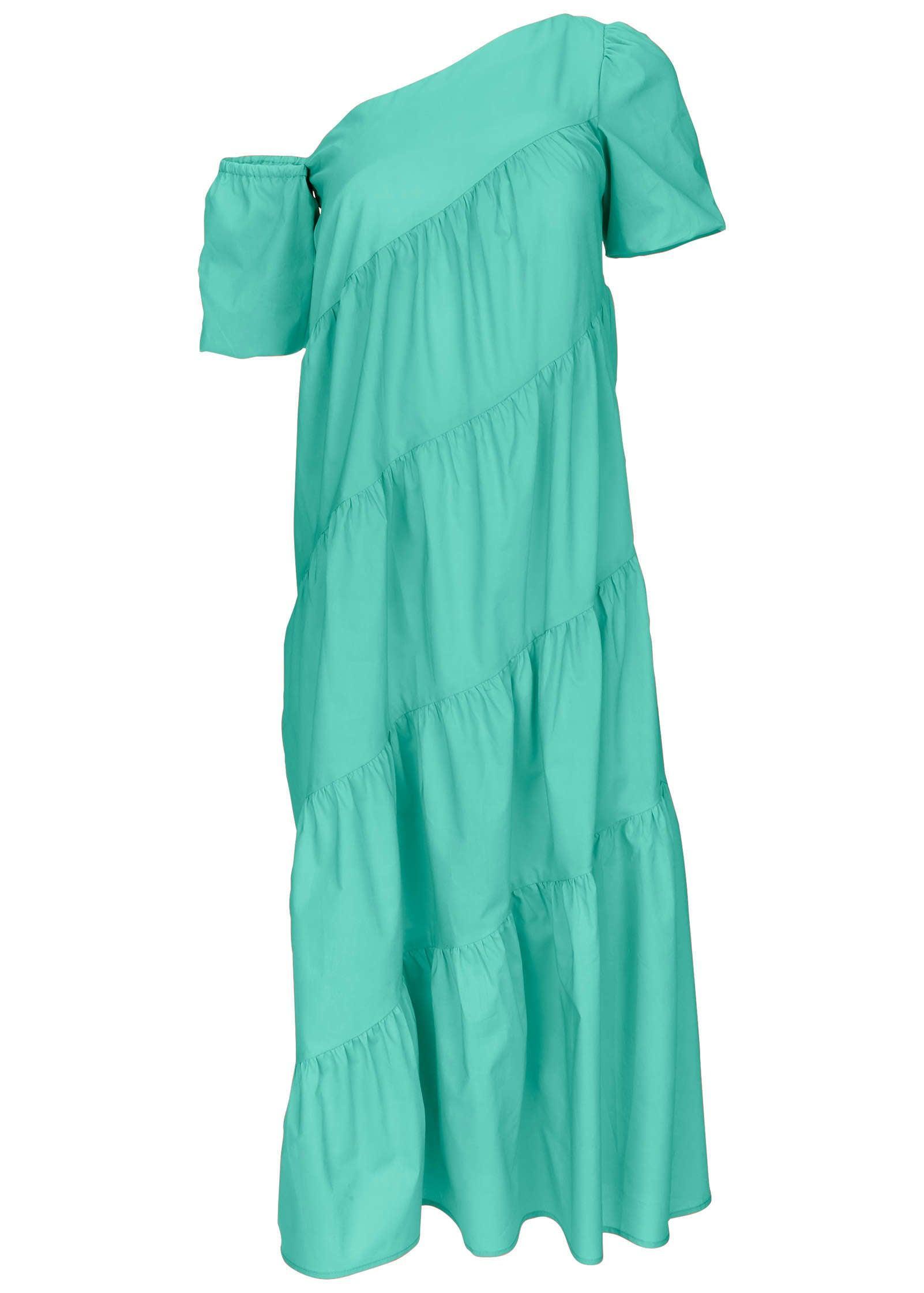 One Shoulder Maxi Dress  - Turquoise Product Image