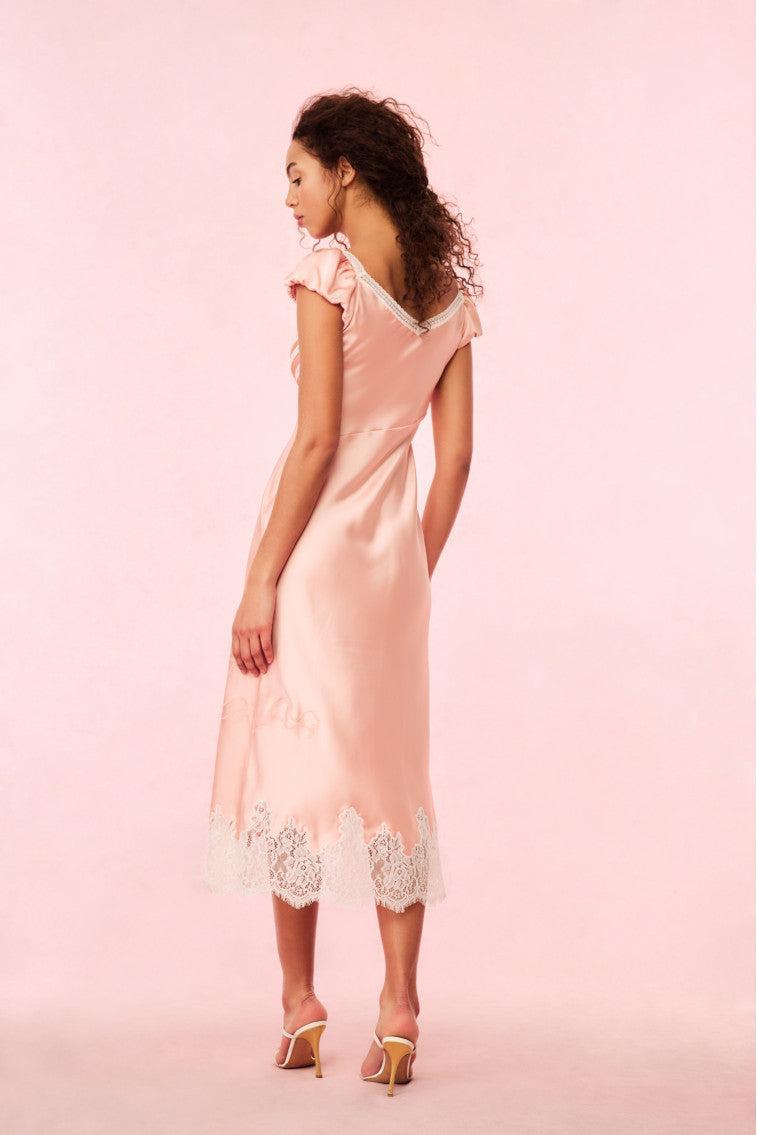Brinkley Satin Midi Dress - BLACK Product Image