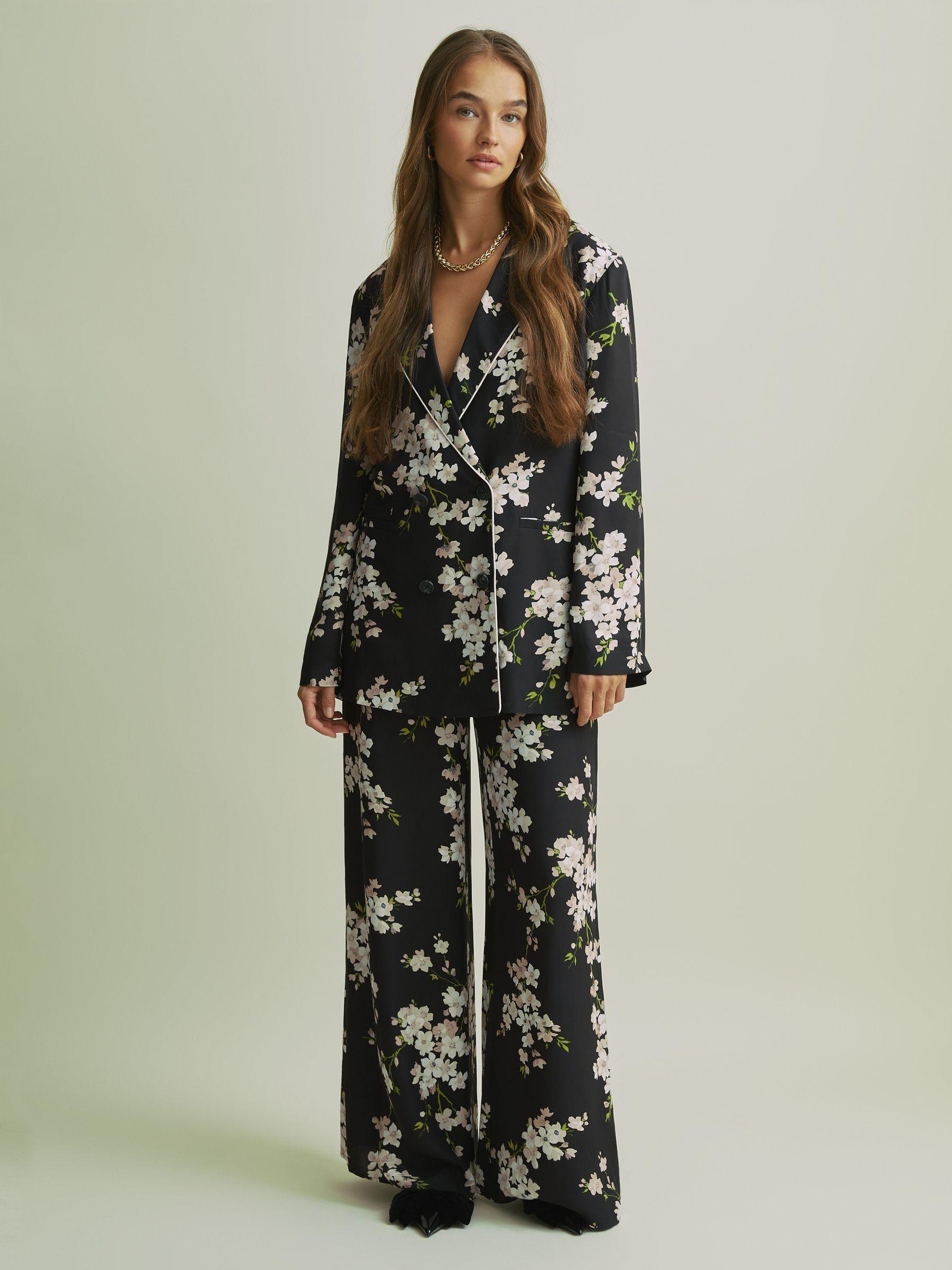 Florere Relaxed Double Breasted Black Blazer in Black Product Image