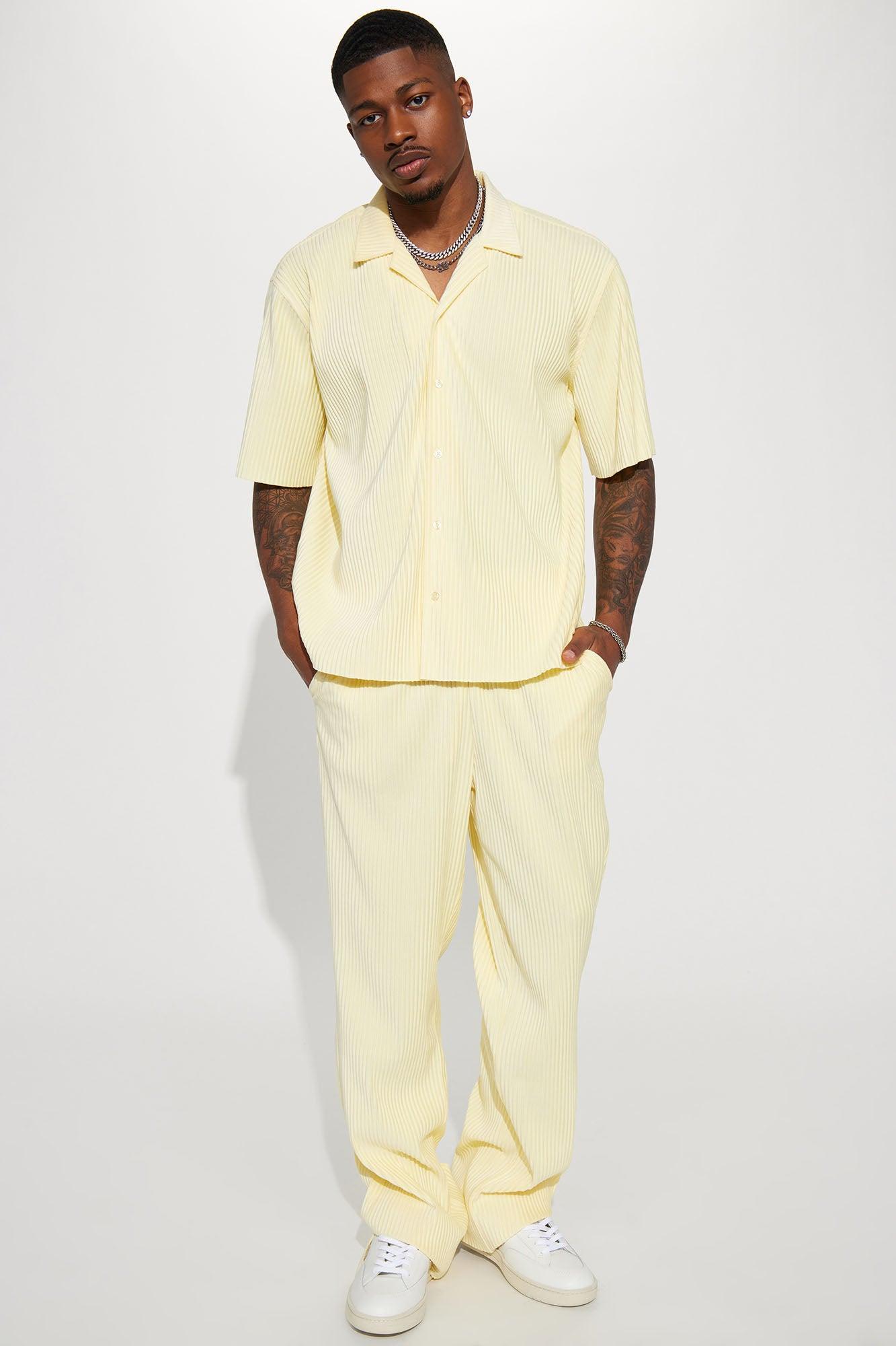 Stacks Textured Slim Slit Pants - Cream Product Image