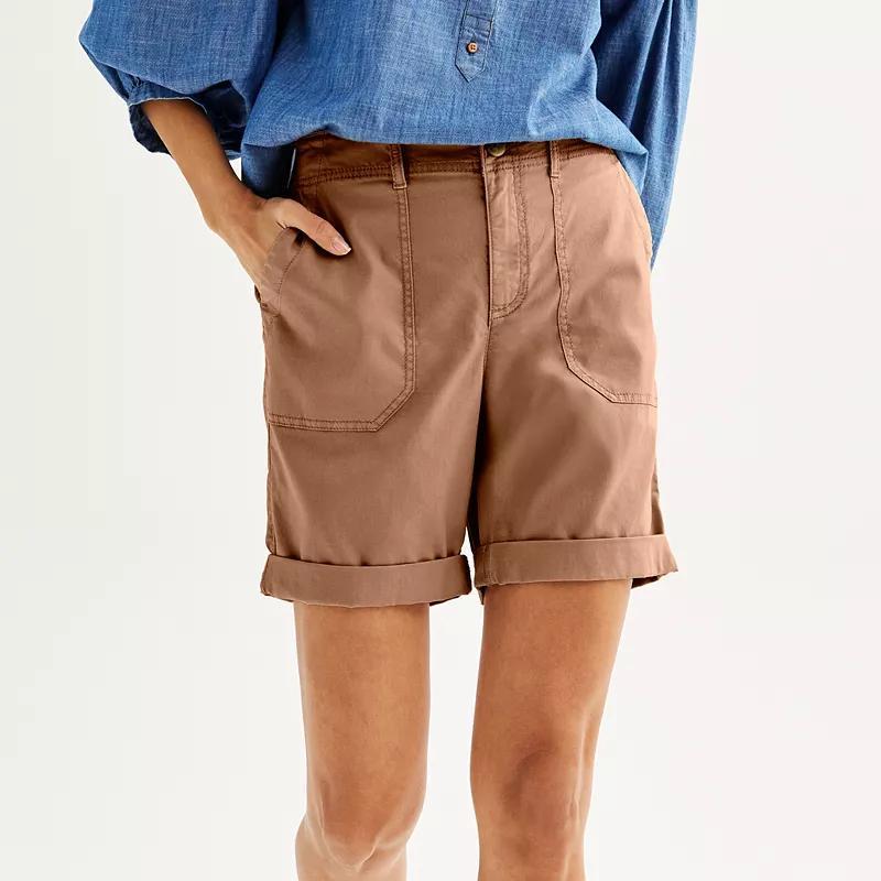 Petite Sonoma Goods For Life Utility Bermuda Shorts, Womens Silver Beam Product Image