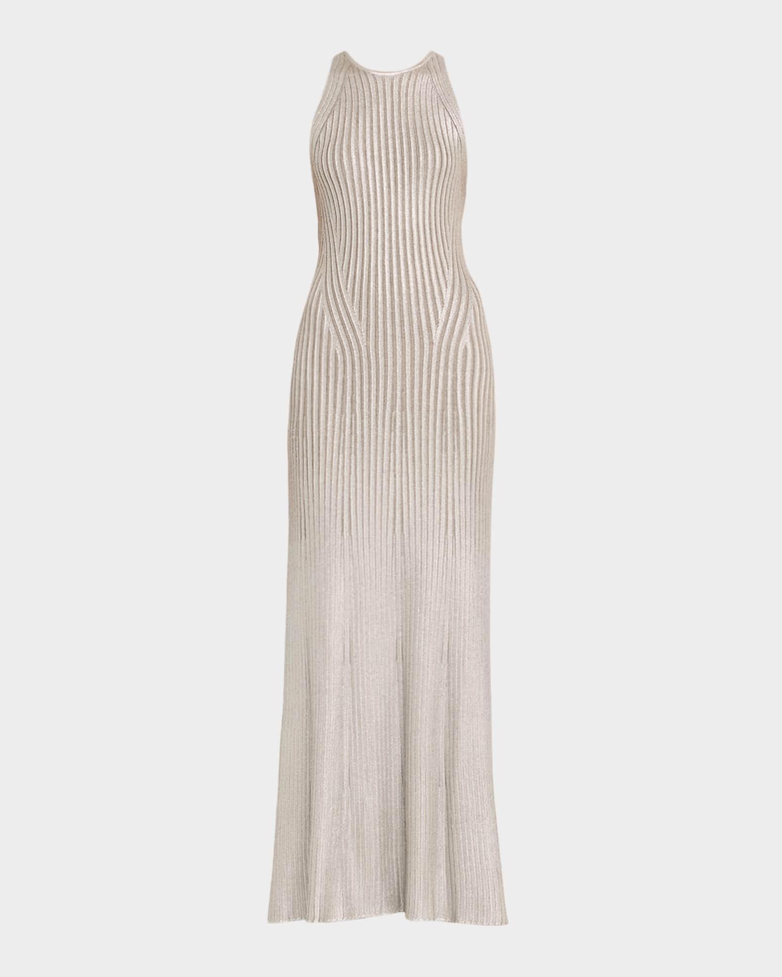 Foil-Print Sleeveless Open-Back Dress Product Image