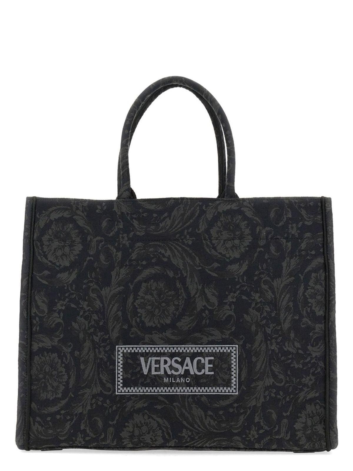 VERSACE Men's Large Shopper Bag Athena Baroque In Black Product Image