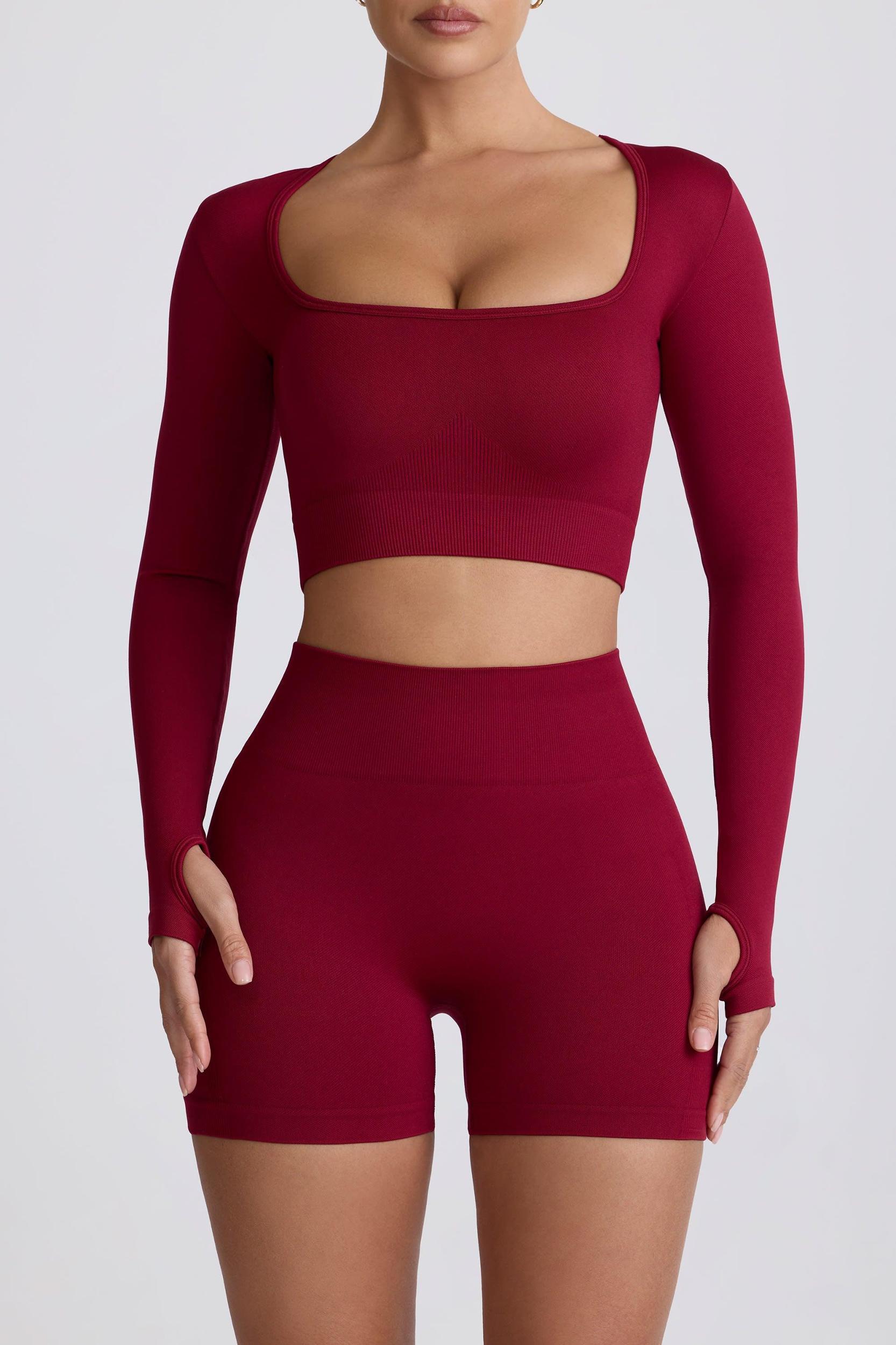 Super Sculpt Seamless High-Waist Mini Shorts in Burgundy Product Image