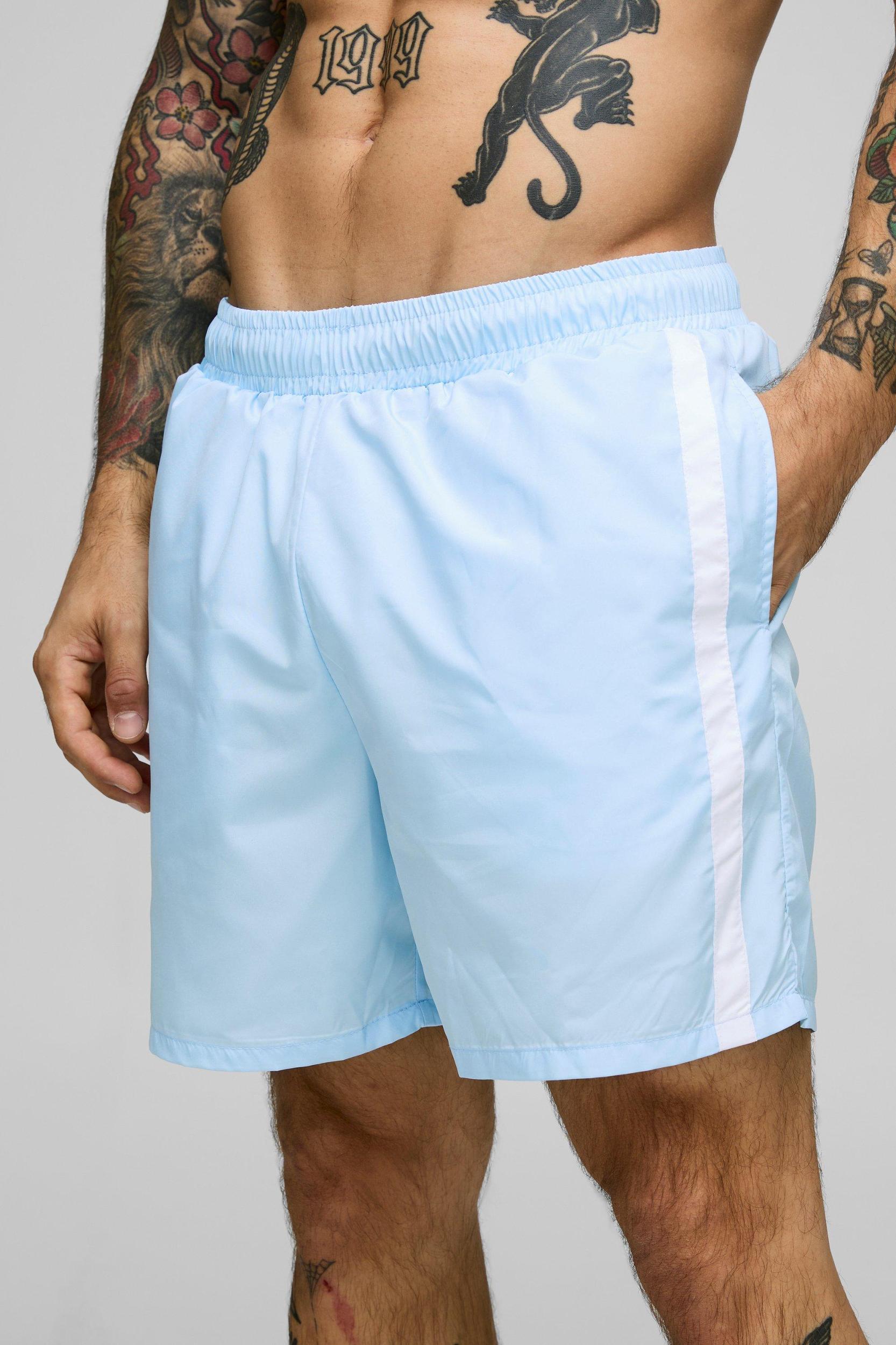 Mid Length Panelled Swim Short | boohooMAN USA Product Image