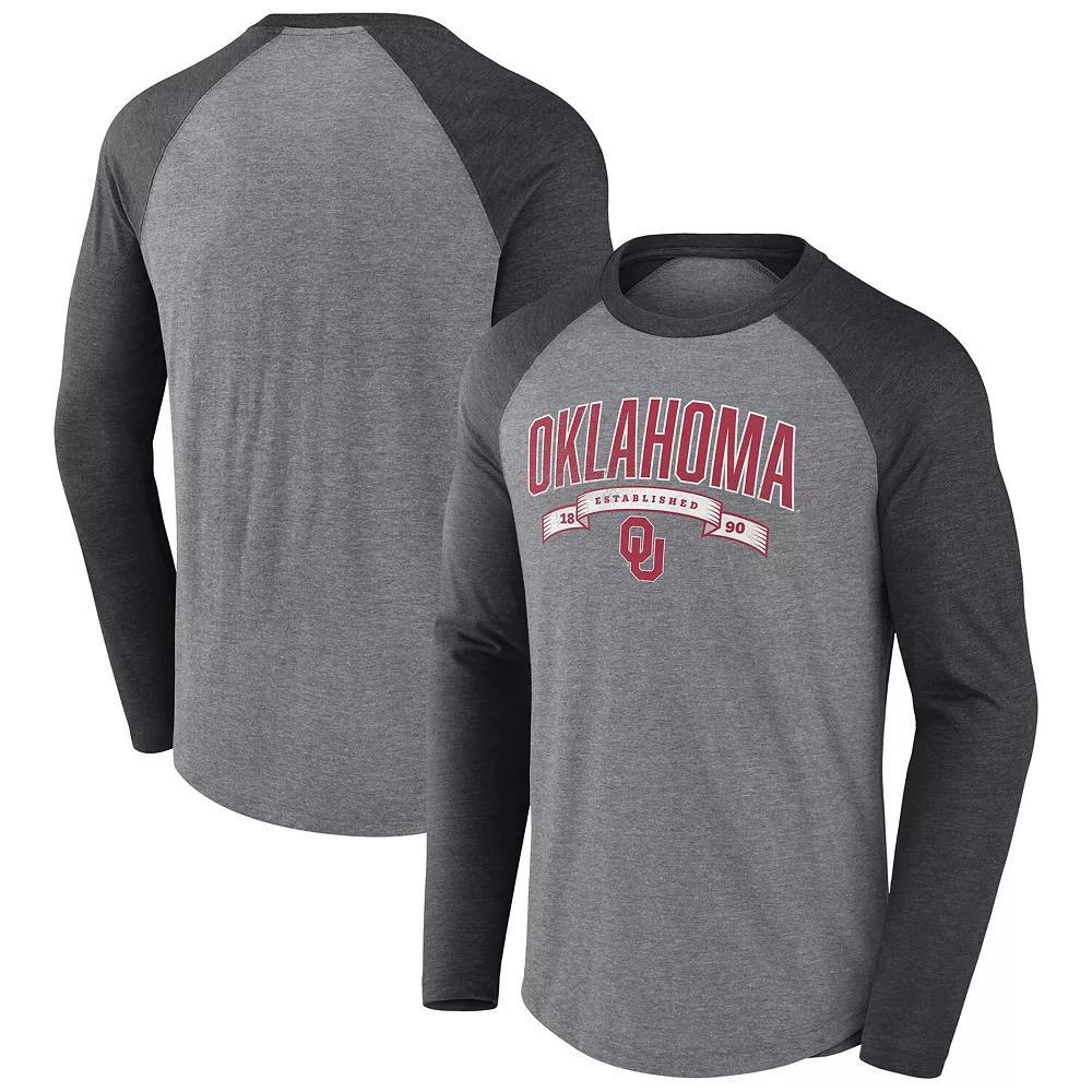 Men's Fanatics Gray Oklahoma Sooners Banner Year Tri-Blend Raglan Long Sleeve T-Shirt, Size: XL, Grey Product Image