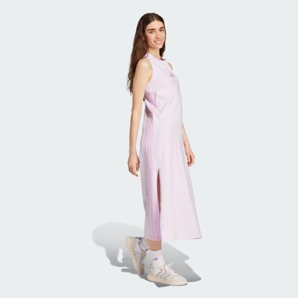 Women's adidas 3-Stripes Long Racerback Sportswear Dress, Size: XS, Clear Pink White Product Image