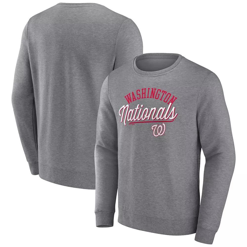 Men's Fanatics Branded Heather Gray Washington Nationals Simplicity Pullover Sweatshirt, Size: 3XL, Grey Product Image