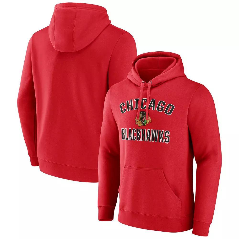 Men's Fanatics Red Chicago Blackhawks Victory Arch Pullover Hoodie, Size: Small Product Image