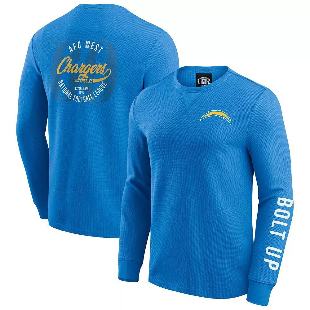 Men's Darius Rucker Collection by Fanatics Powder Blue Los Angeles Chargers Washed Waffle-Knit Long Sleeve T-Shirt, Size: XL, Light Product Image