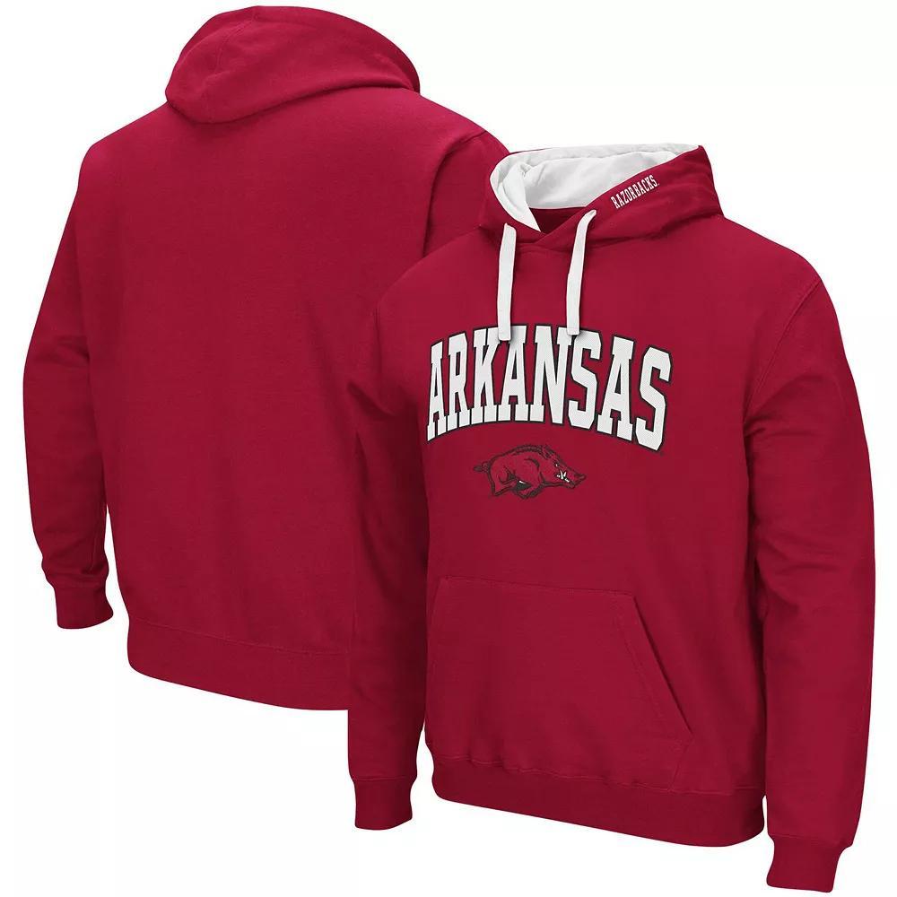 Men's Colosseum Cardinal Arkansas Razorbacks Big & Tall Arch & Logo 2.0 Pullover Hoodie, Size: 2XLT, Red Product Image